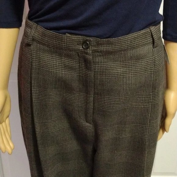 Vintage High Waist Dress Pants 90s Amanda Smith Brown Houndstooth Trousers NWT - Picture 4 of 11